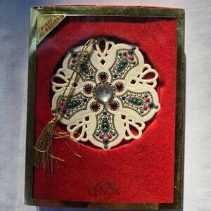 Vintage Lenox China Jewels Snowflake Ornament "Ruby Lace" 1st Edition USA